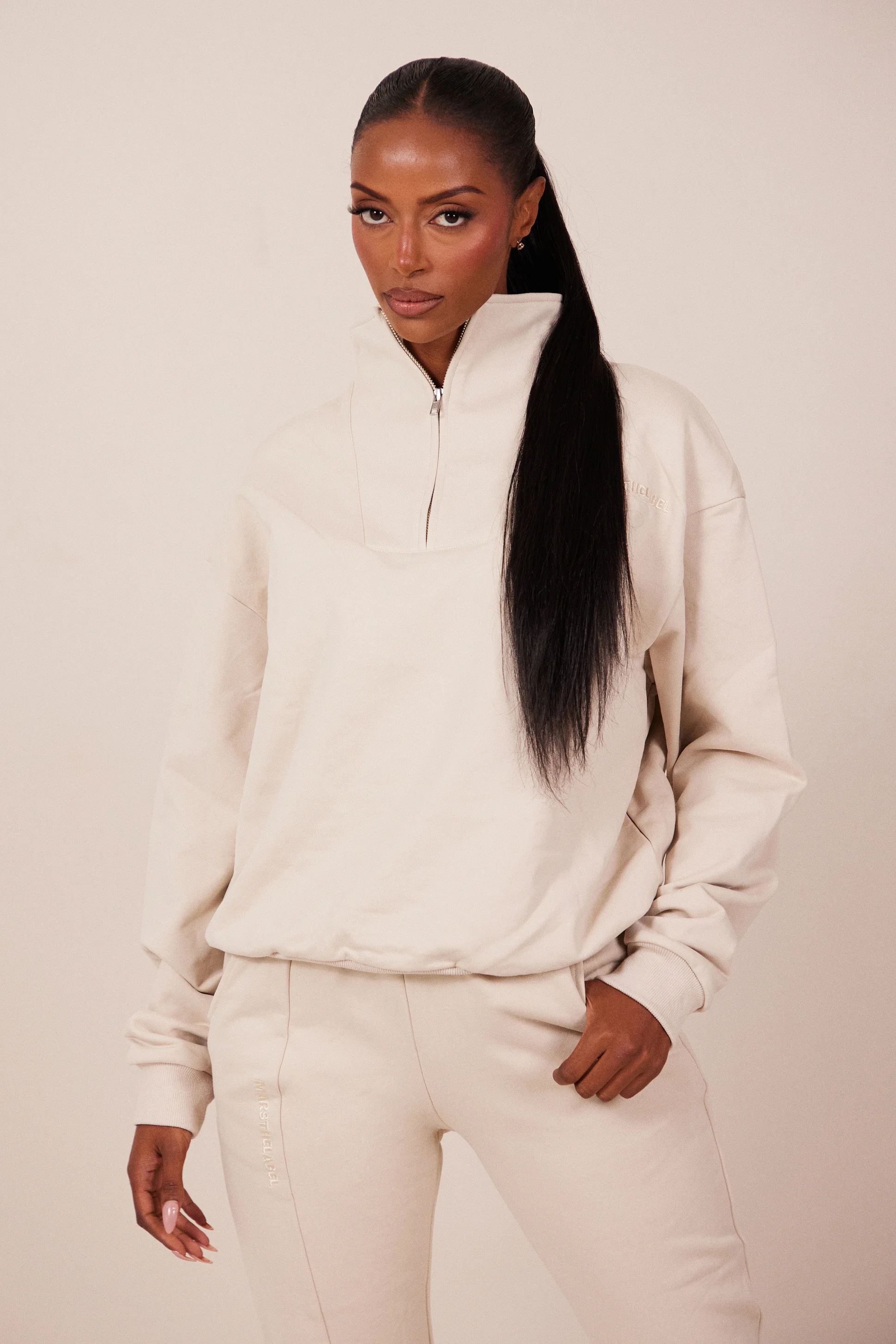 The Essentials Quarter Zip in Stone