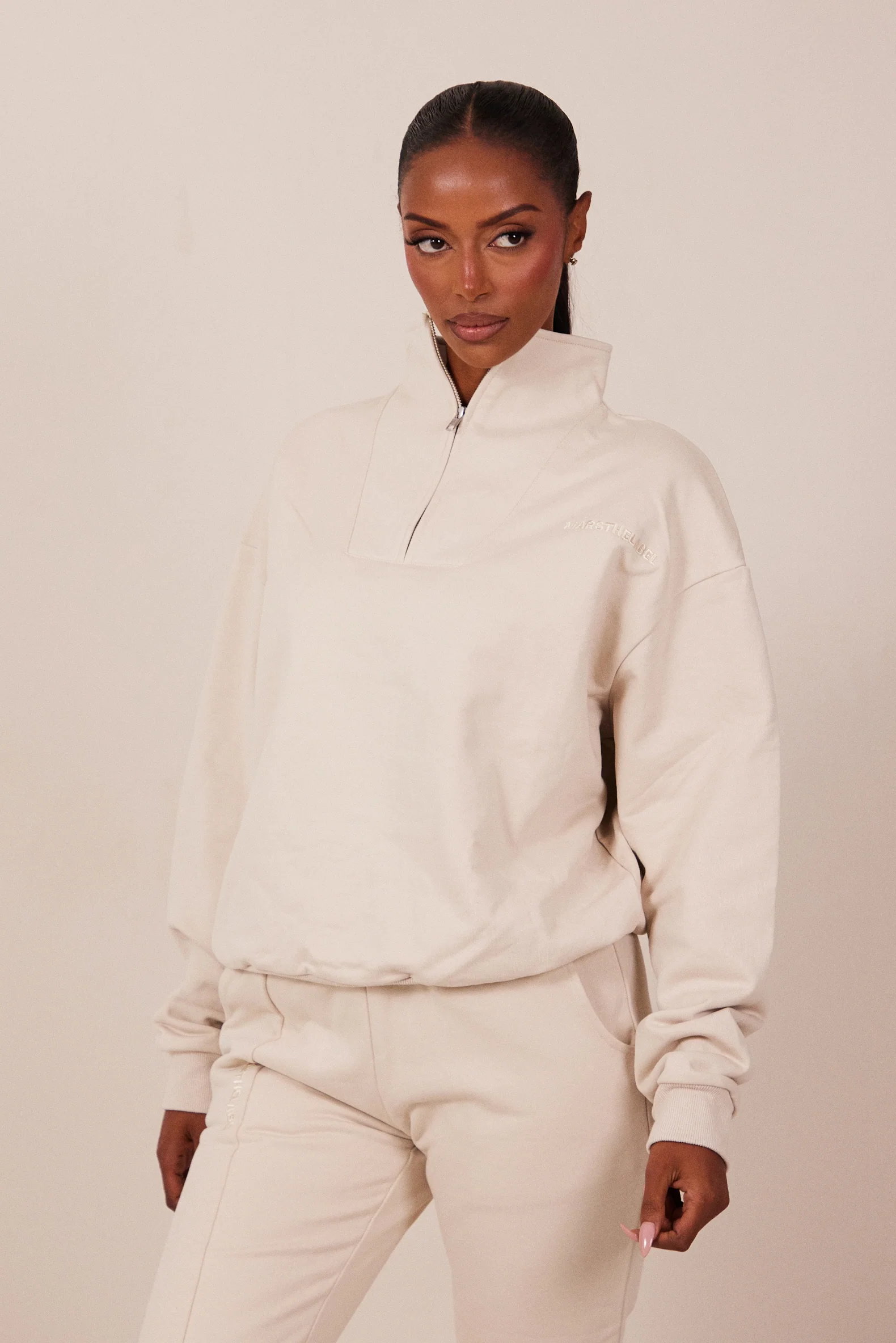 The Essentials Quarter Zip in Stone