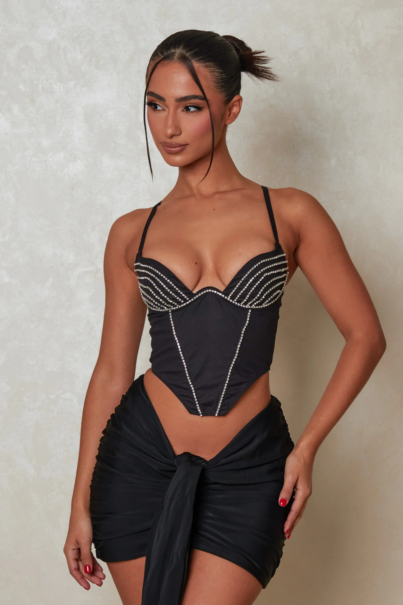 The Diamond Detail Corset in Black