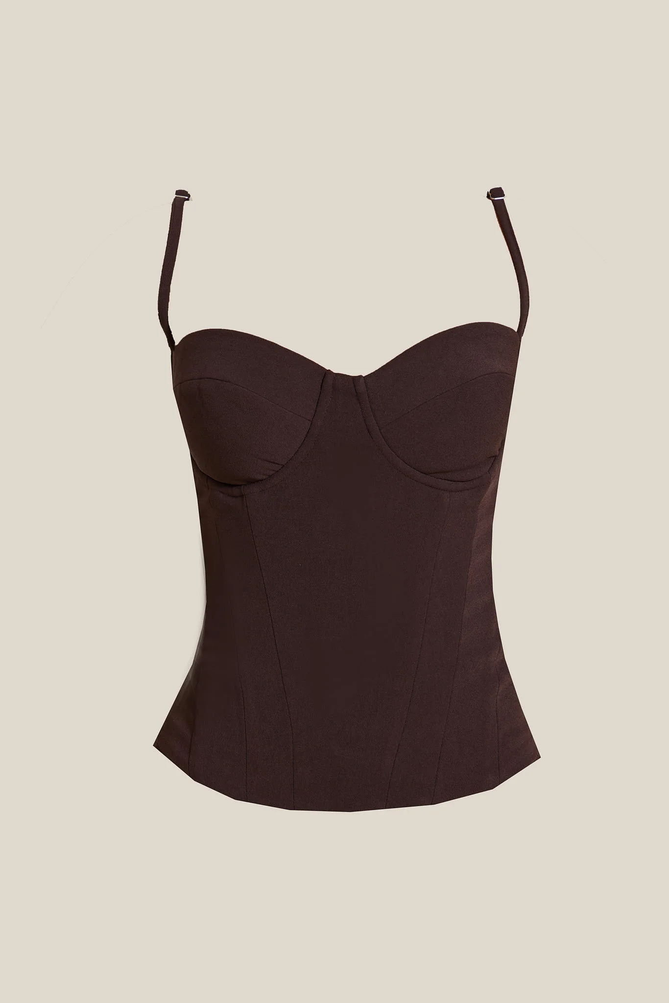The Everly Lace Up Corset Top in Brown