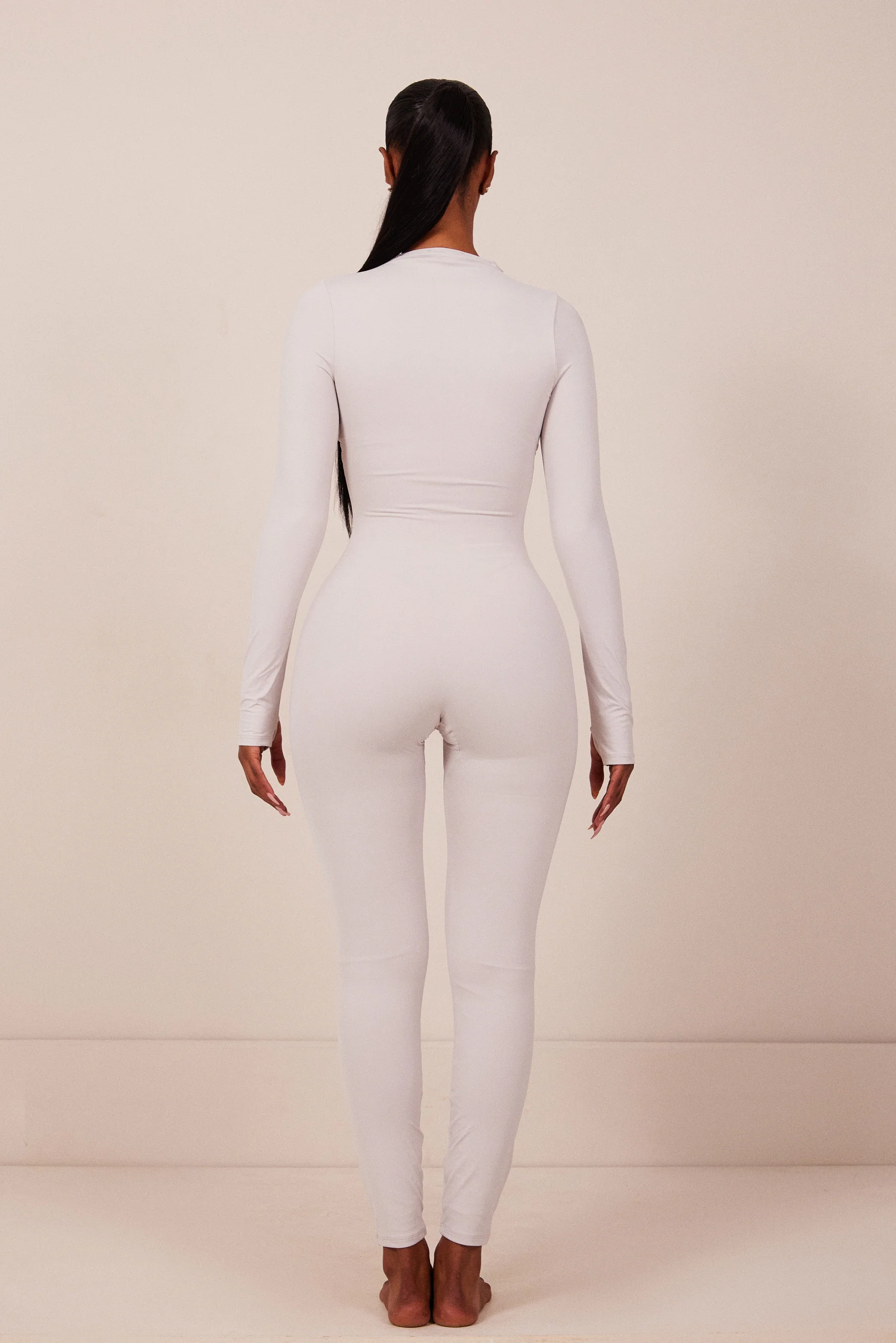Contour Zip Up Jumpsuit in Grey