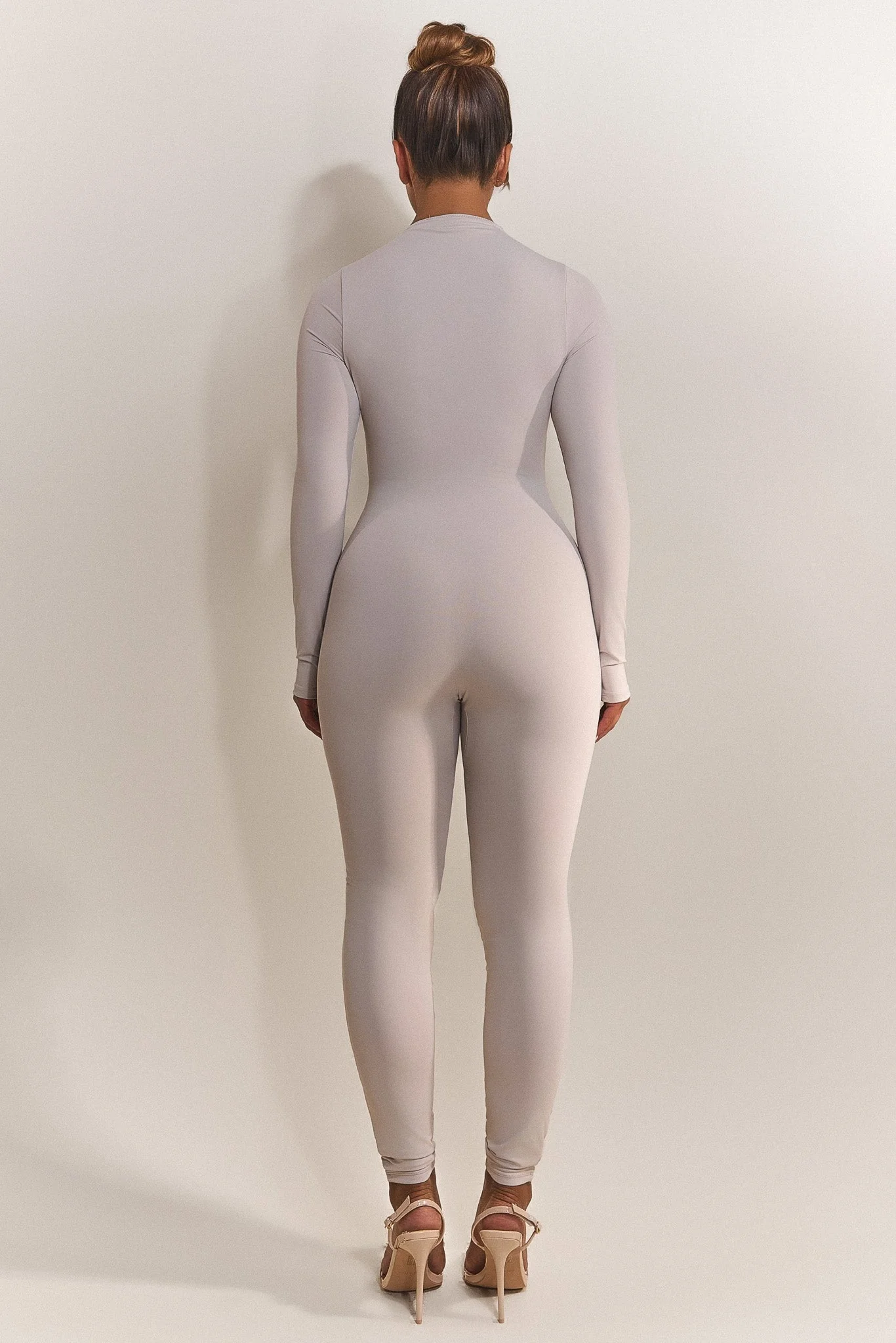 Contour Zip Up Jumpsuit in Grey