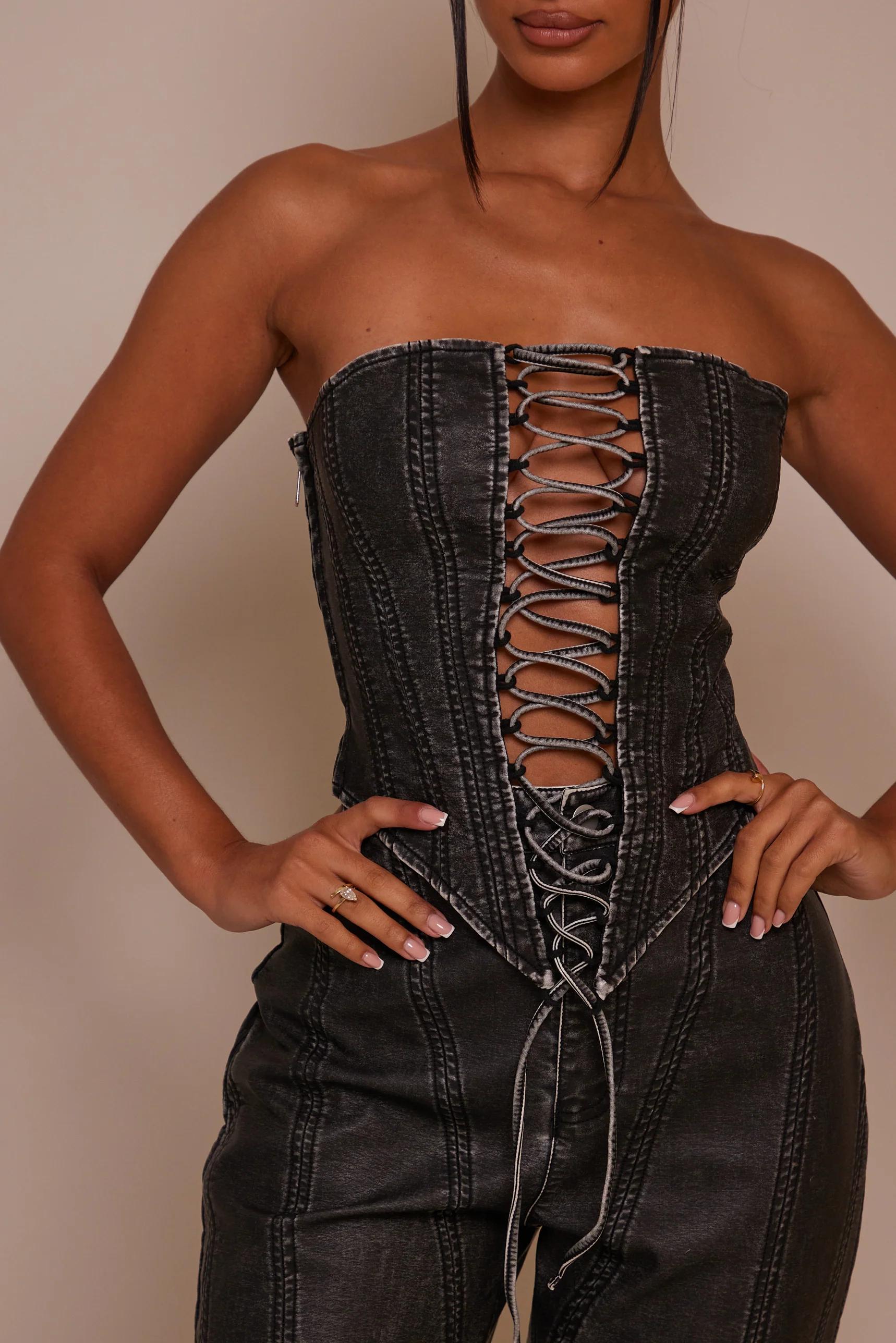 6371-the-lace-up-front-leather-corset-in-wash-black-1.webp The Lace Up Front Leather Corset in Wash Black