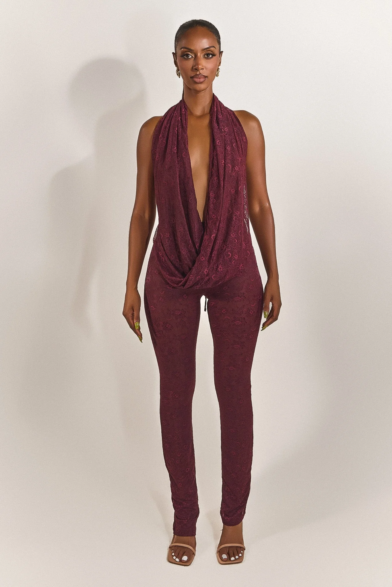 Leia Trousers in Plum Lace