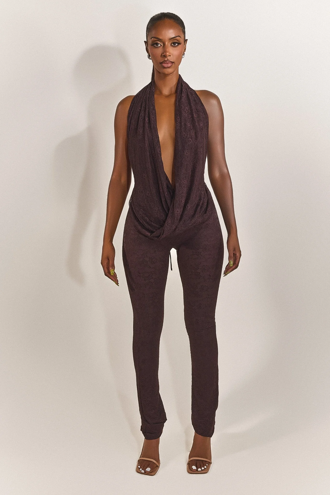 Leia Trousers in Brown Lace