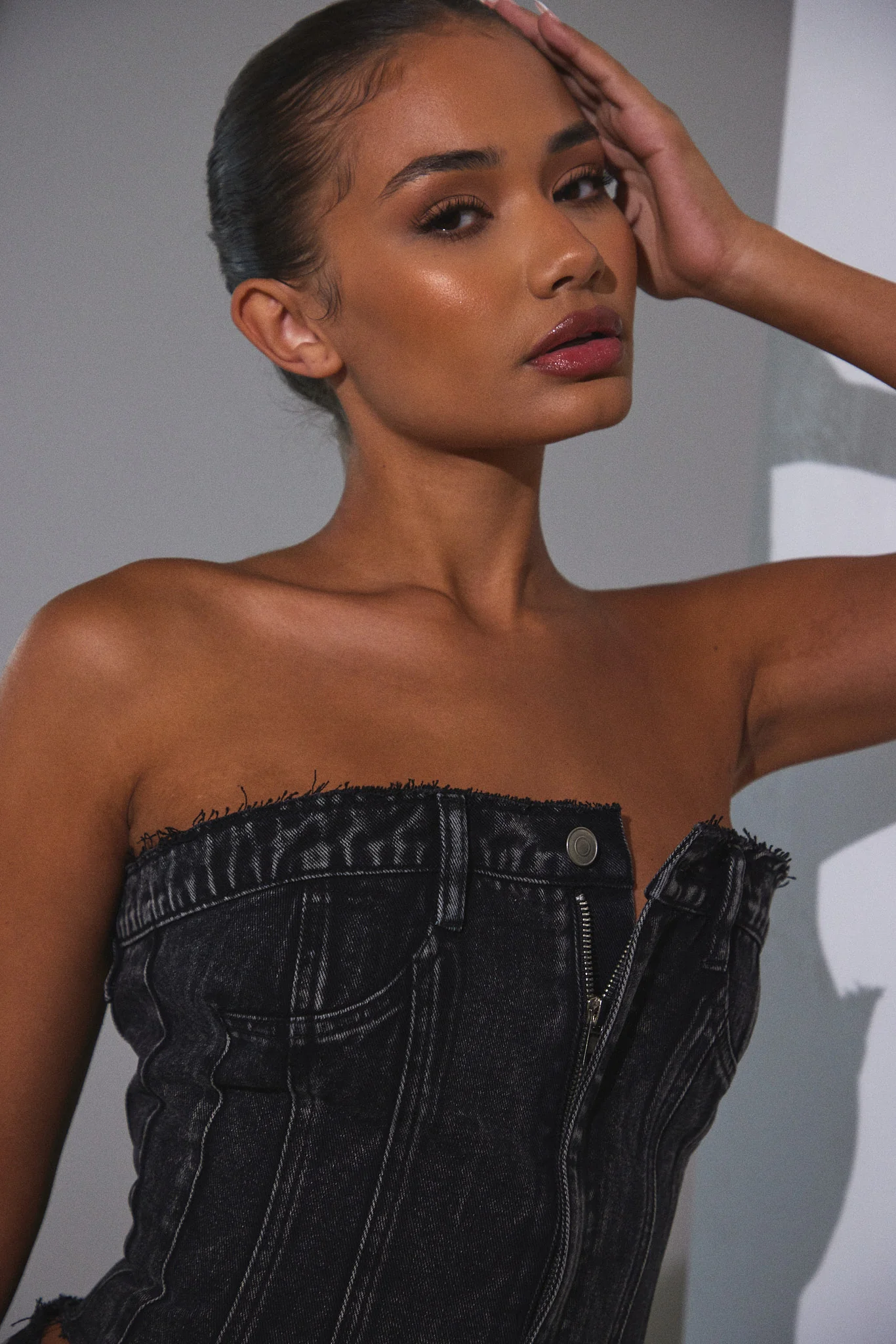 Denim Corset in Dark Wash