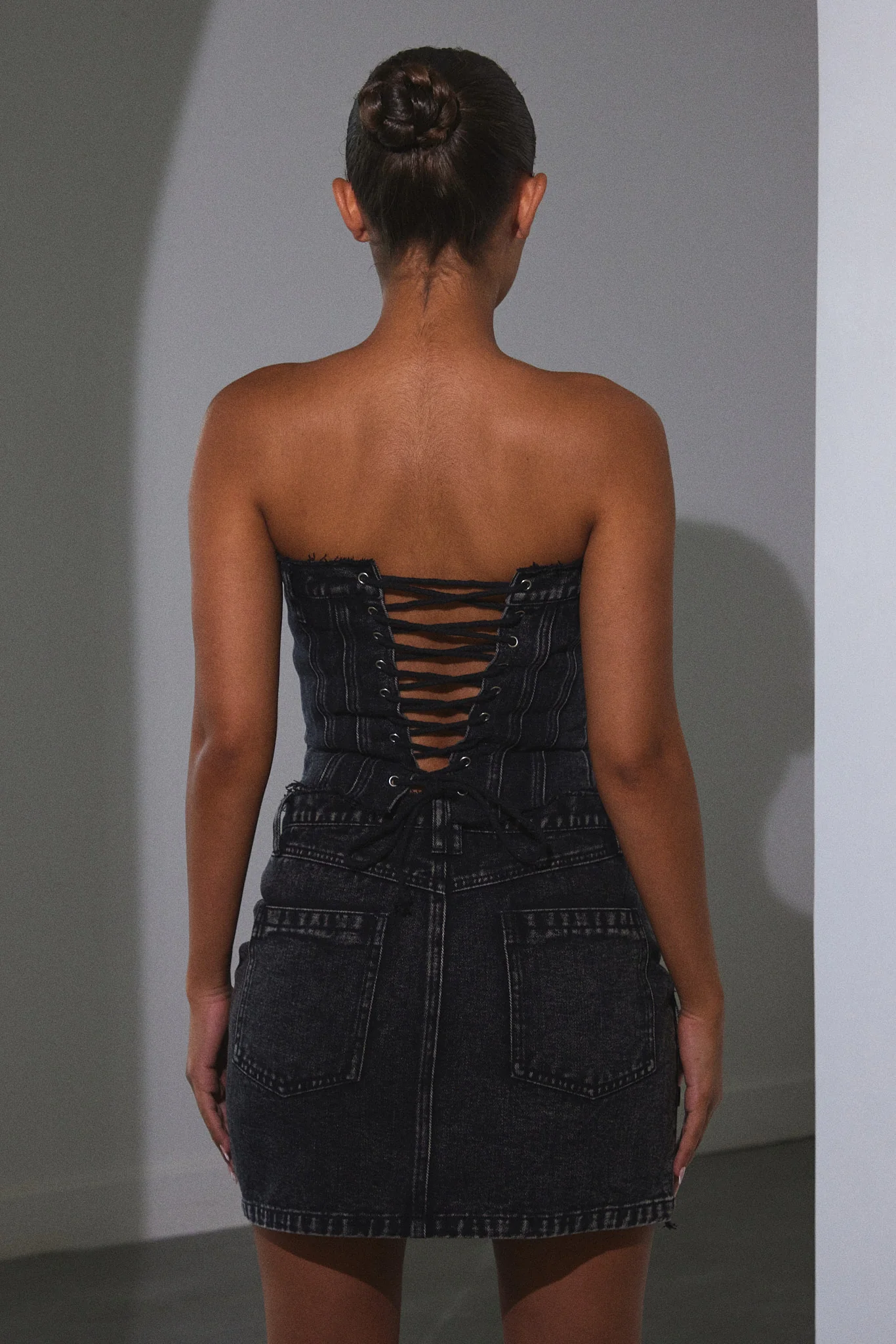 Denim Corset in Dark Wash