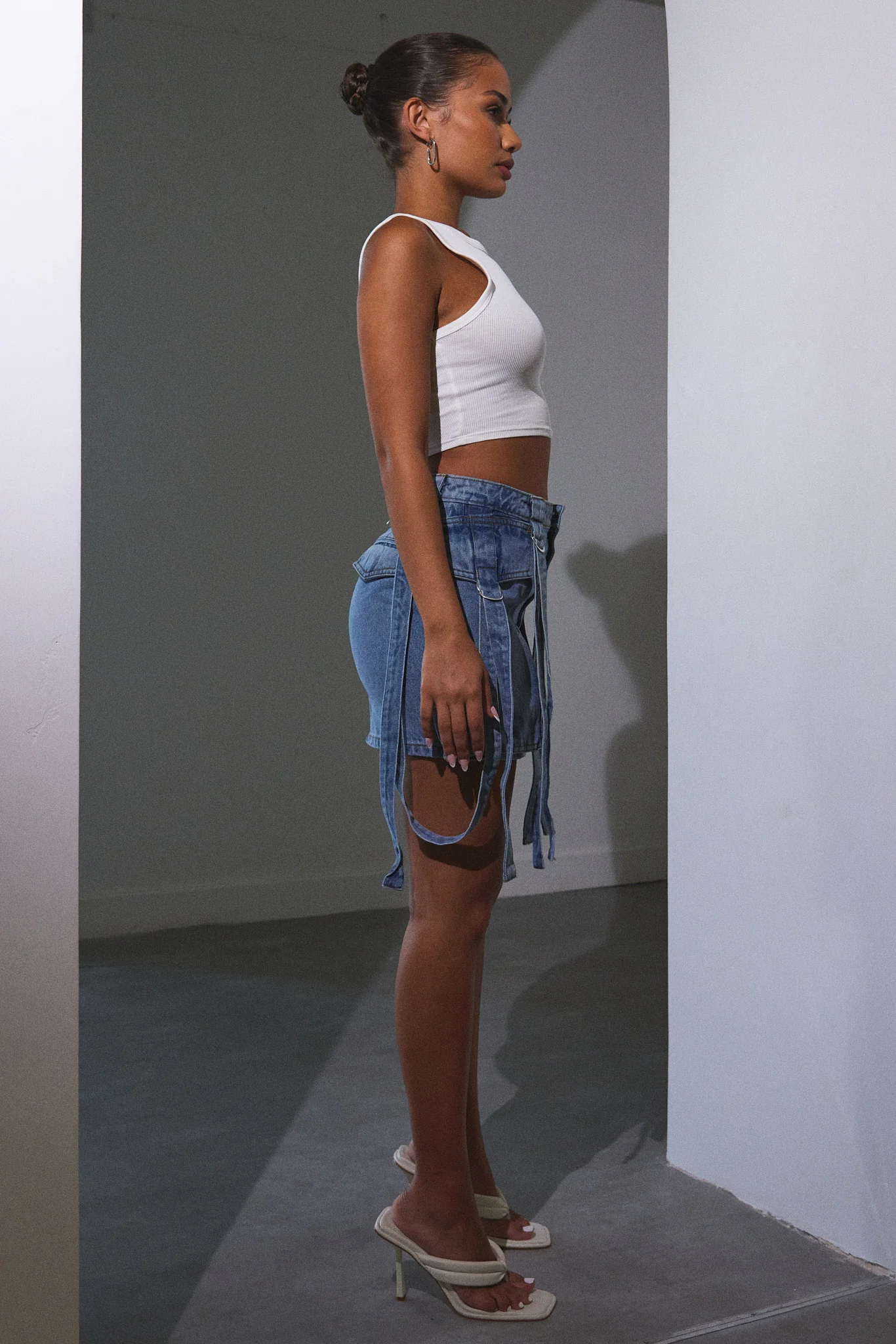 Cargo skirt in Light Wash