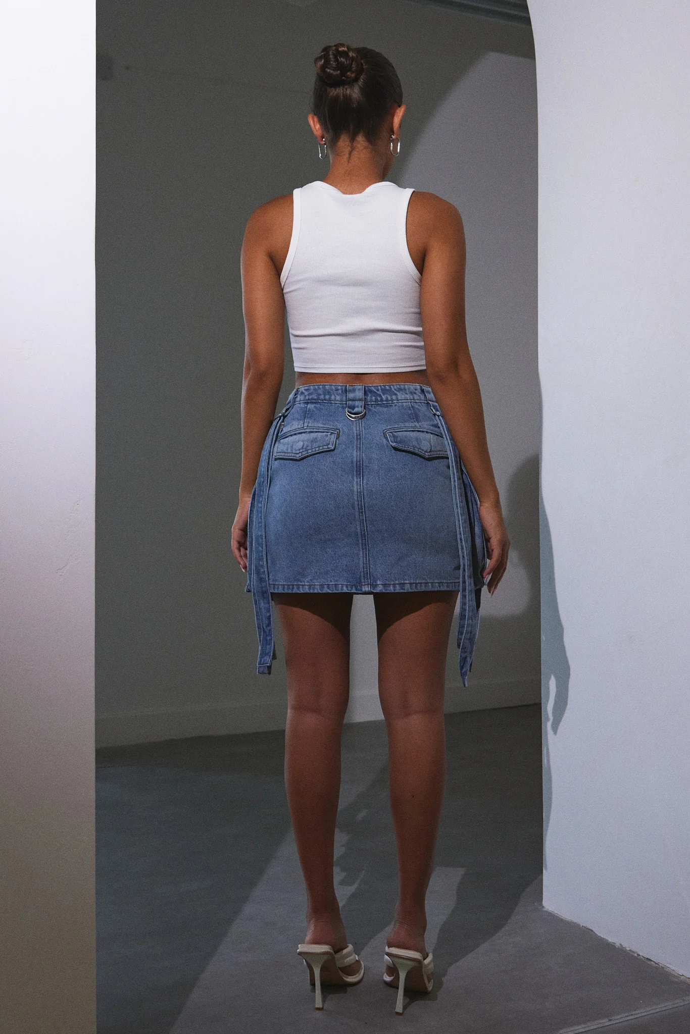 Cargo skirt in Light Wash