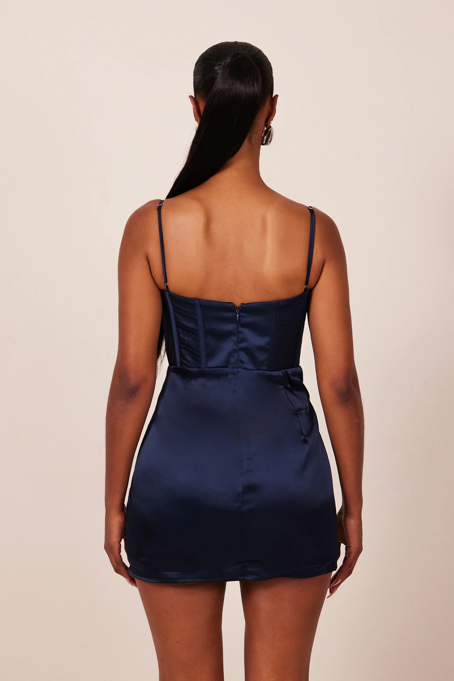 The Satin Corset Mini in Navy