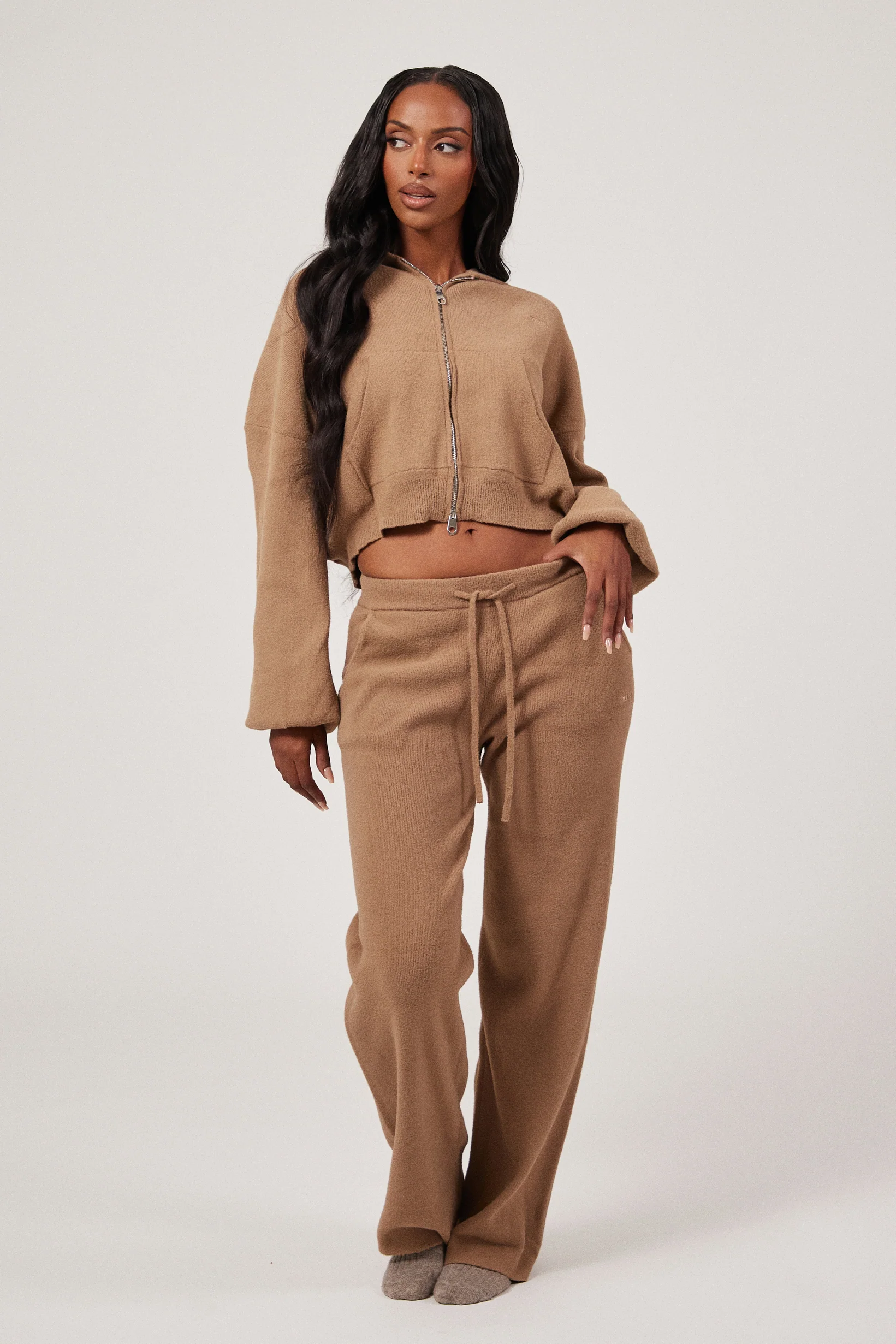 The Mars Soft Knit Straight Leg Joggers in Mocha