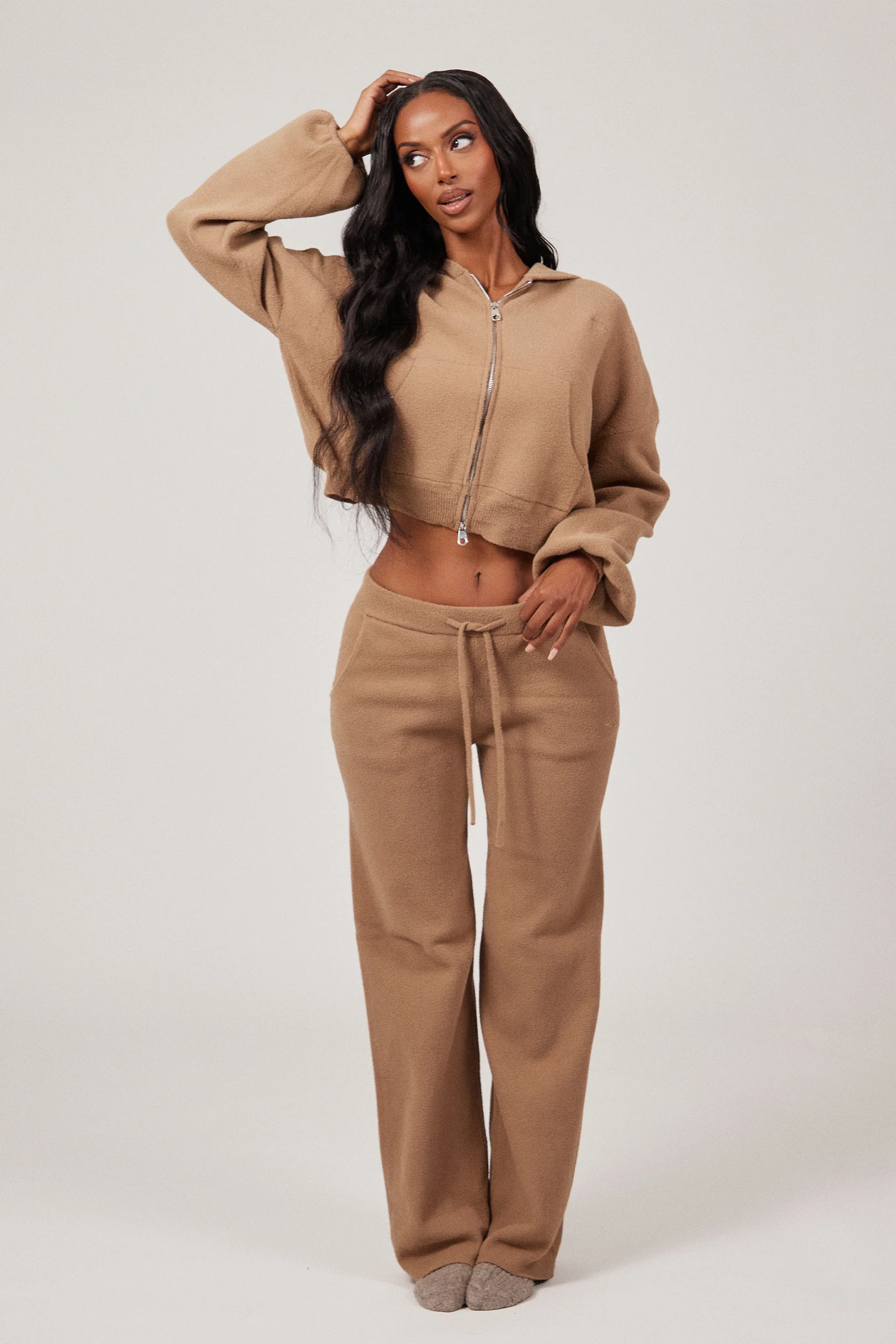 The Mars Soft Knit Straight Leg Joggers in Mocha
