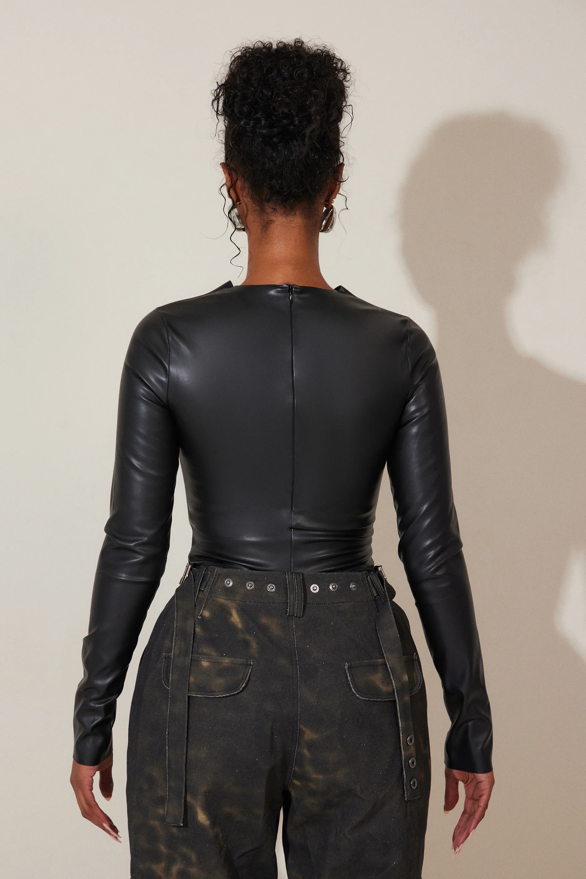 The Rumer Long Sleeved Bodysuit in Black
