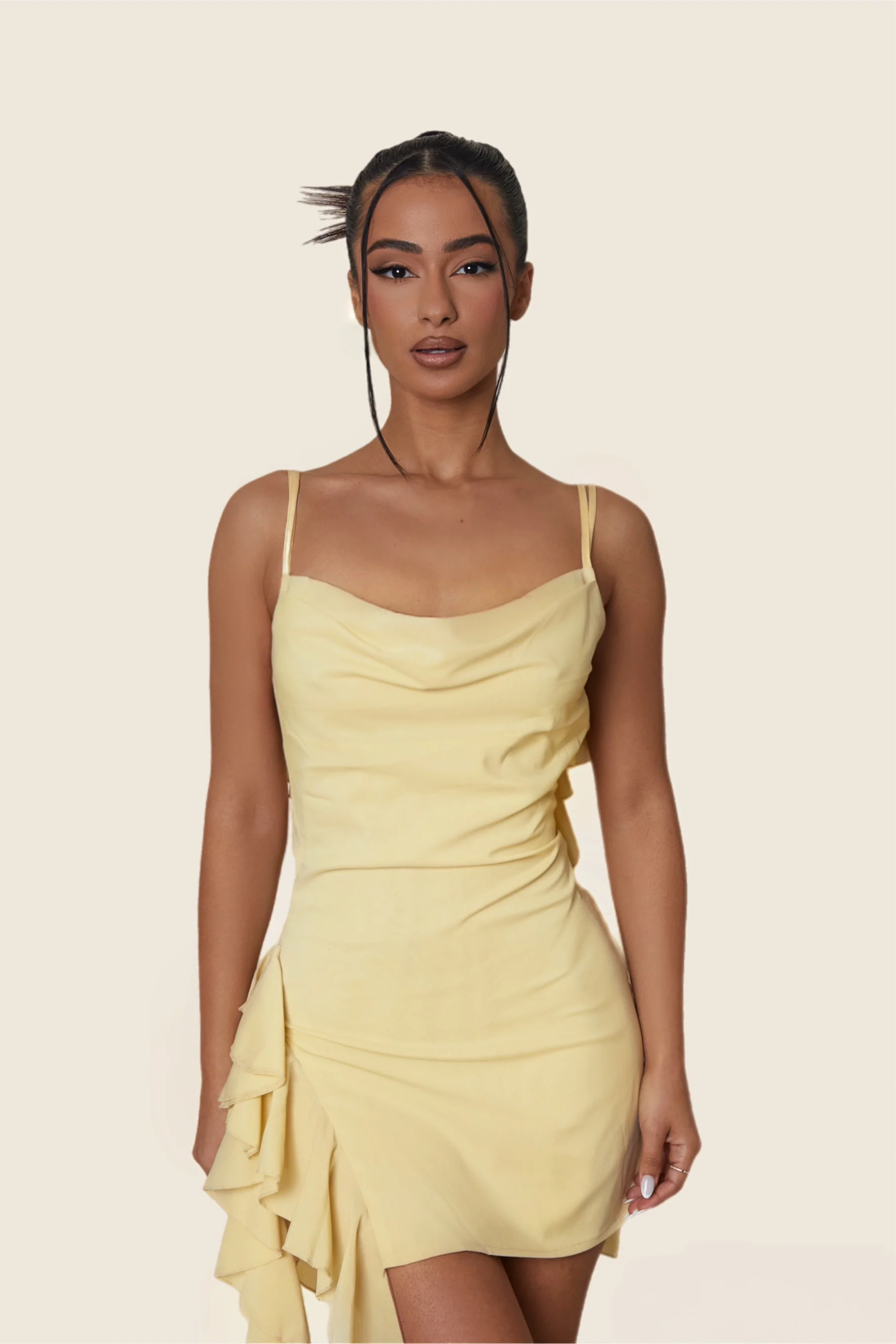 8593-the-cowl-neck-ruffle-mini-dress-in-yellow-1.webp The Cowl Neck Ruffle Mini Dress in Yellow