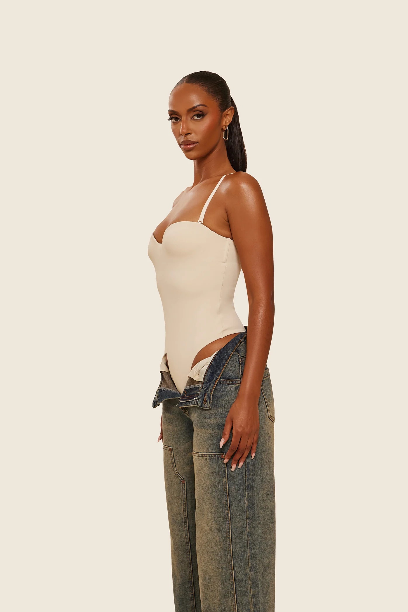 The Sculpt Bodysuit in Stone