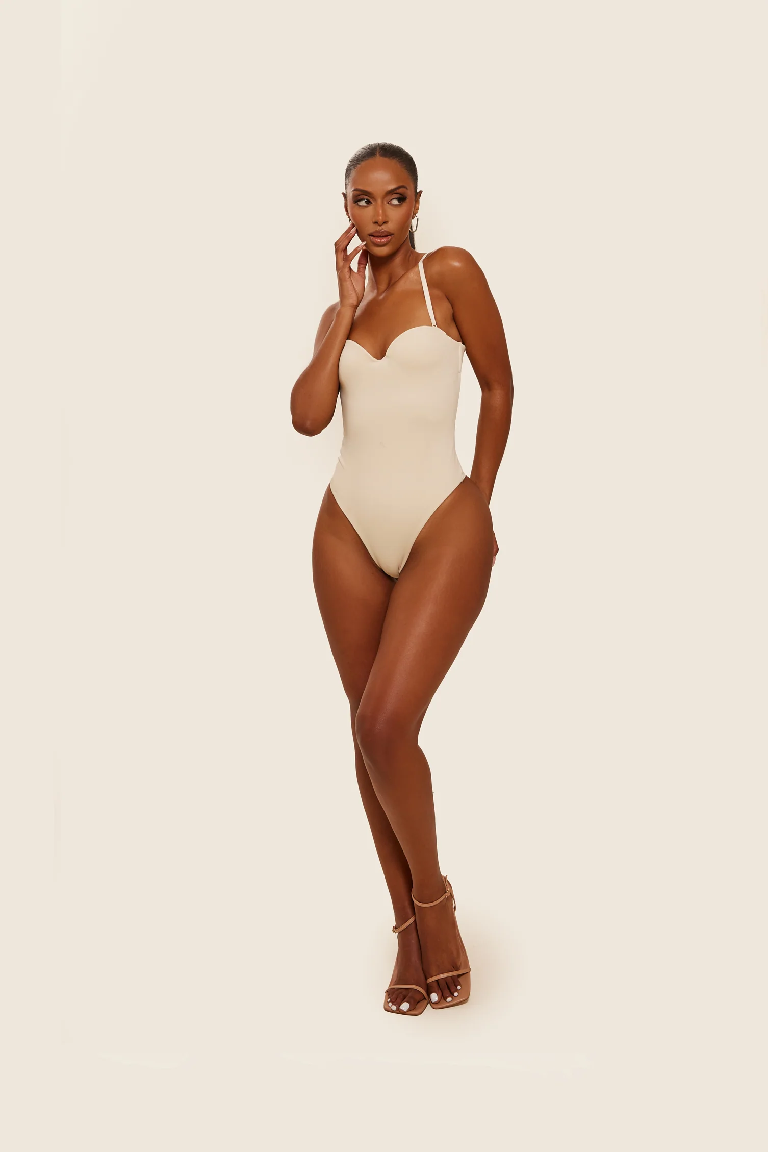 The Sculpt Bodysuit in Stone