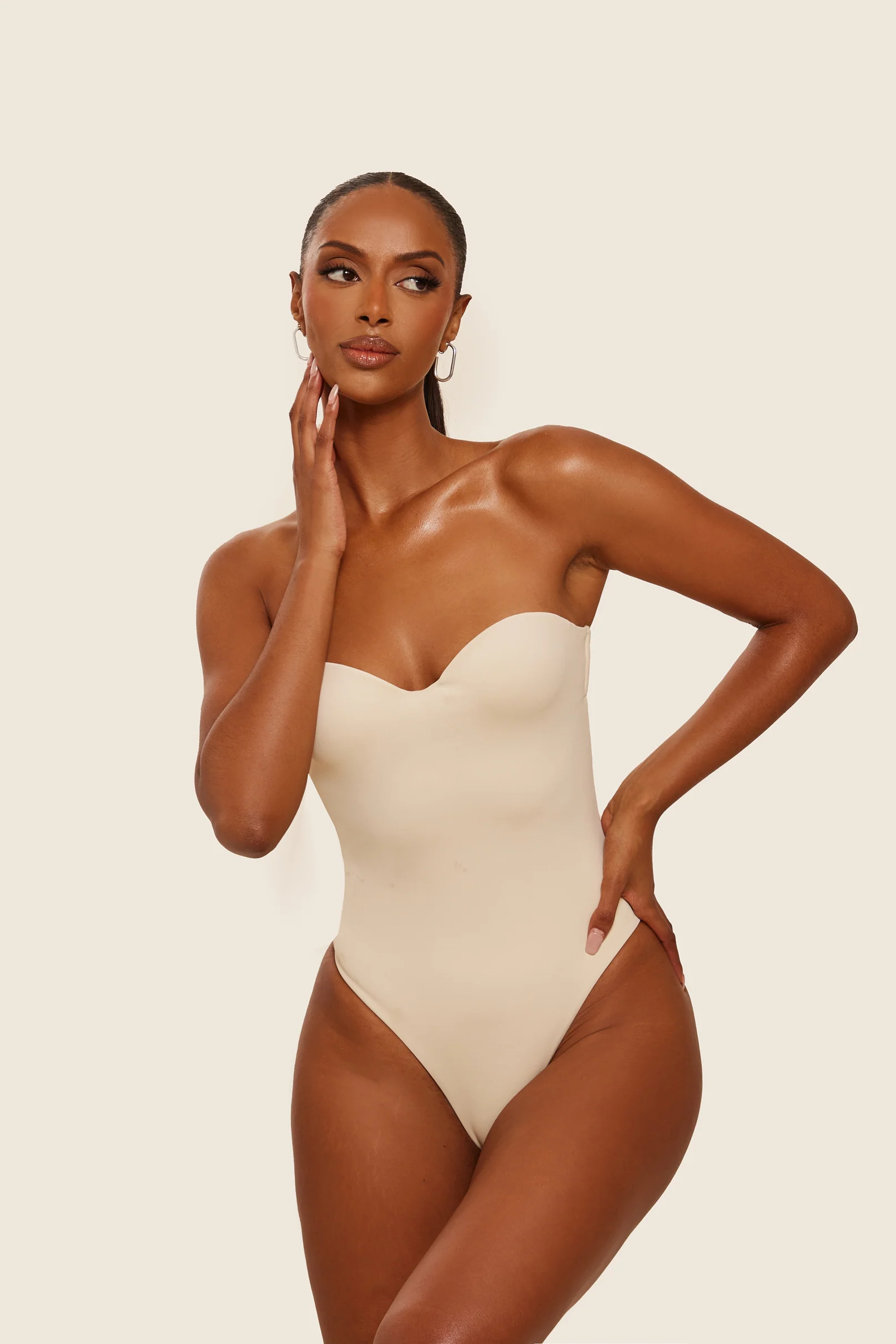 The Sculpt Bodysuit in Stone