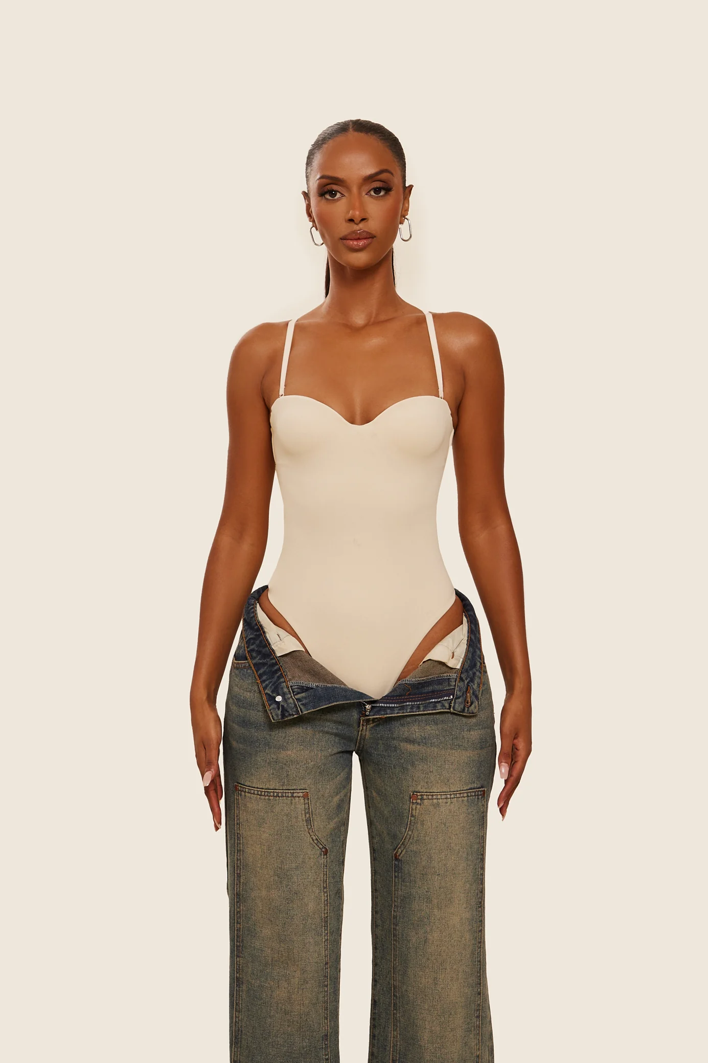 The Sculpt Bodysuit in Stone