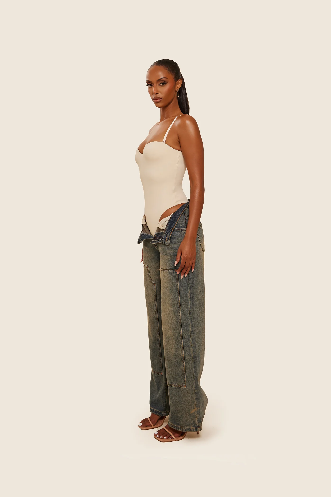 The Sculpt Bodysuit in Stone