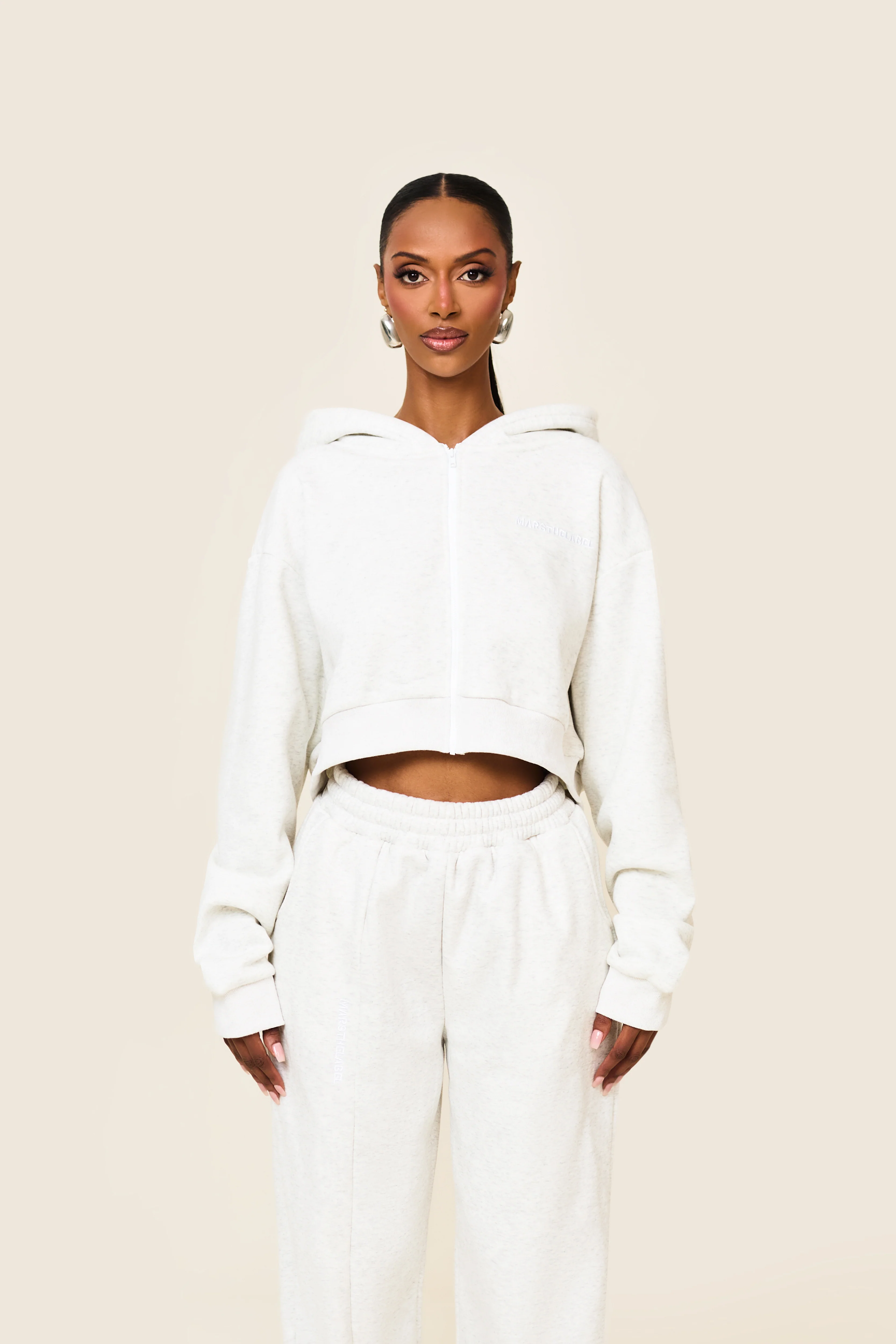 The Essentials Cropped Jacket in Marl Grey