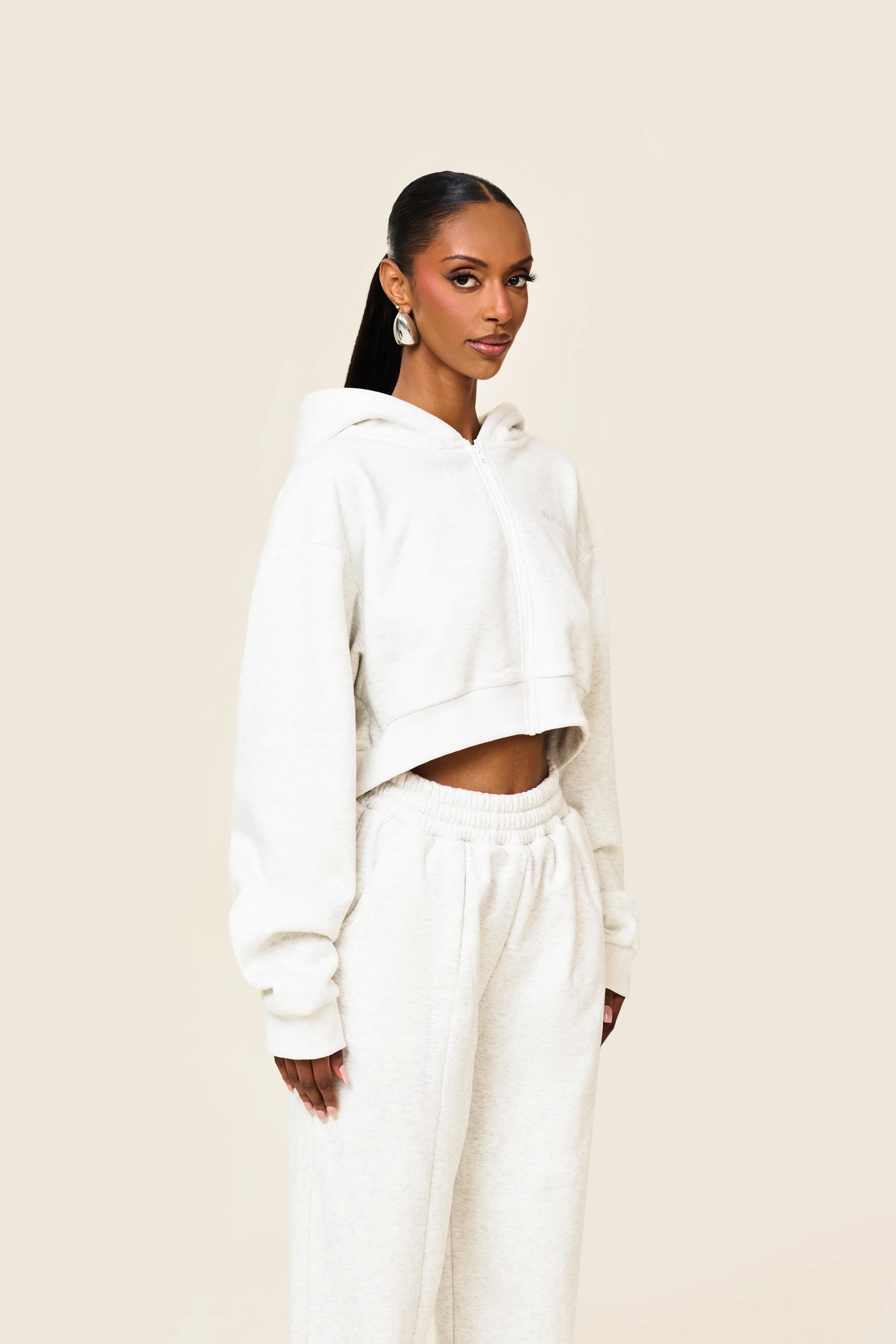 The Essentials Cropped Jacket in Marl Grey