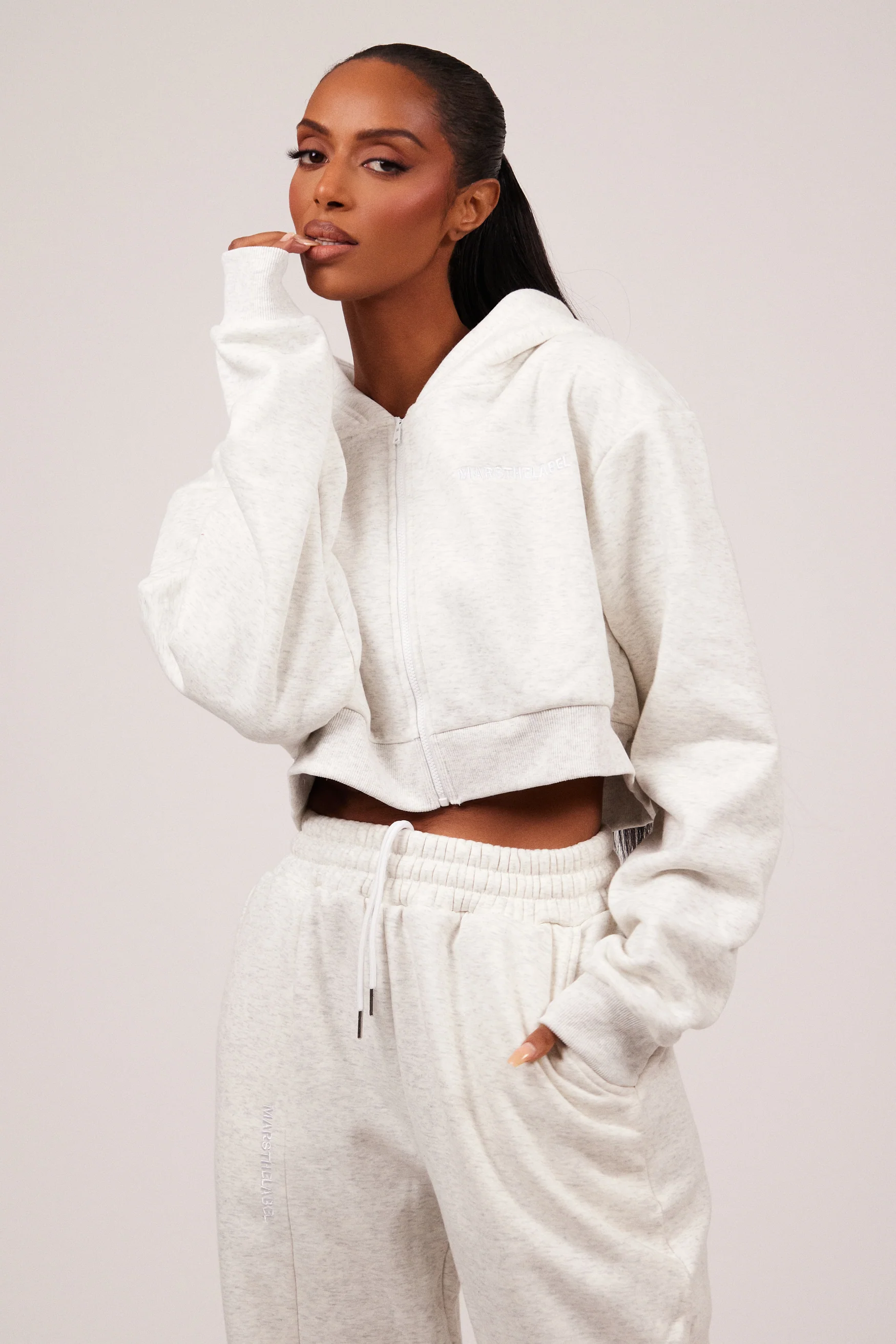 The Essentials Cropped Jacket in Marl Grey